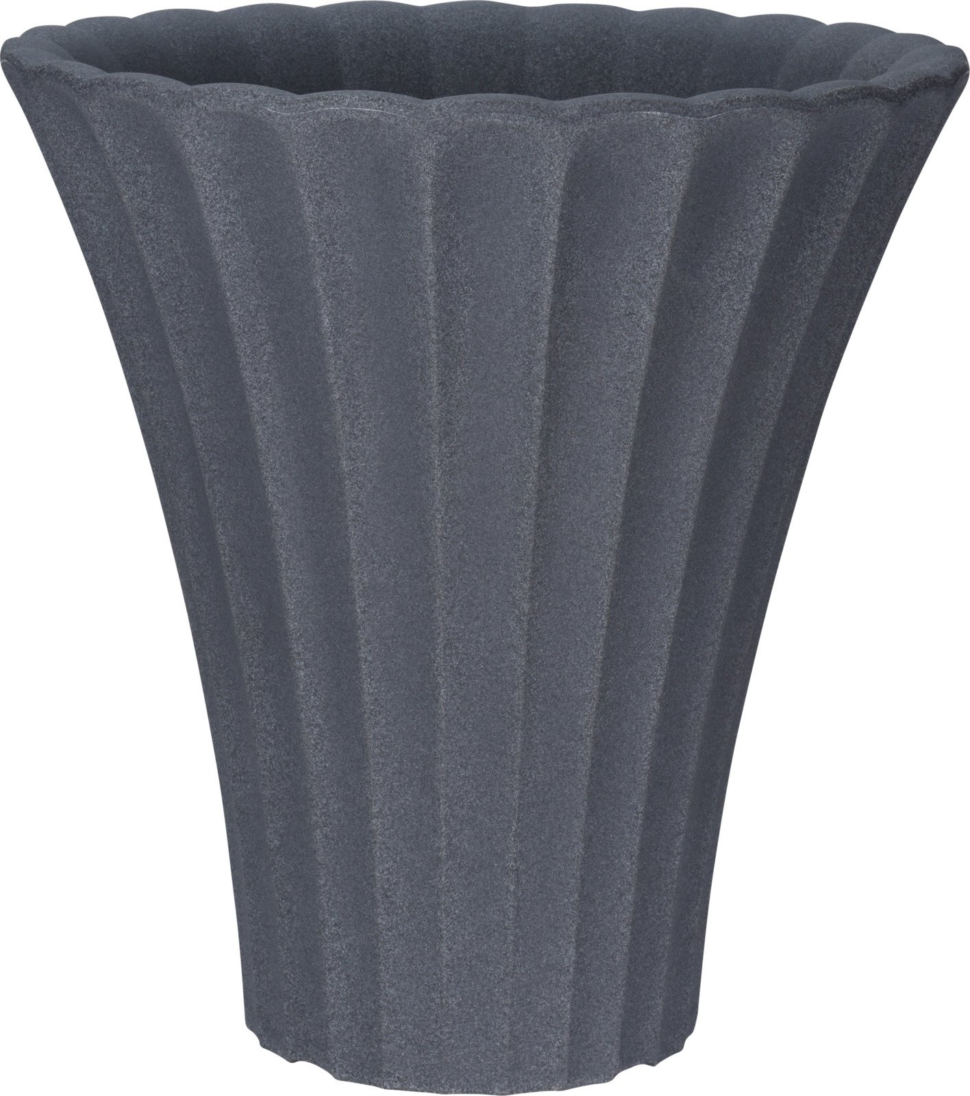 Lauko vazonas, tulpės formos, pilkos sp., 40 x 40 x 42 cm.