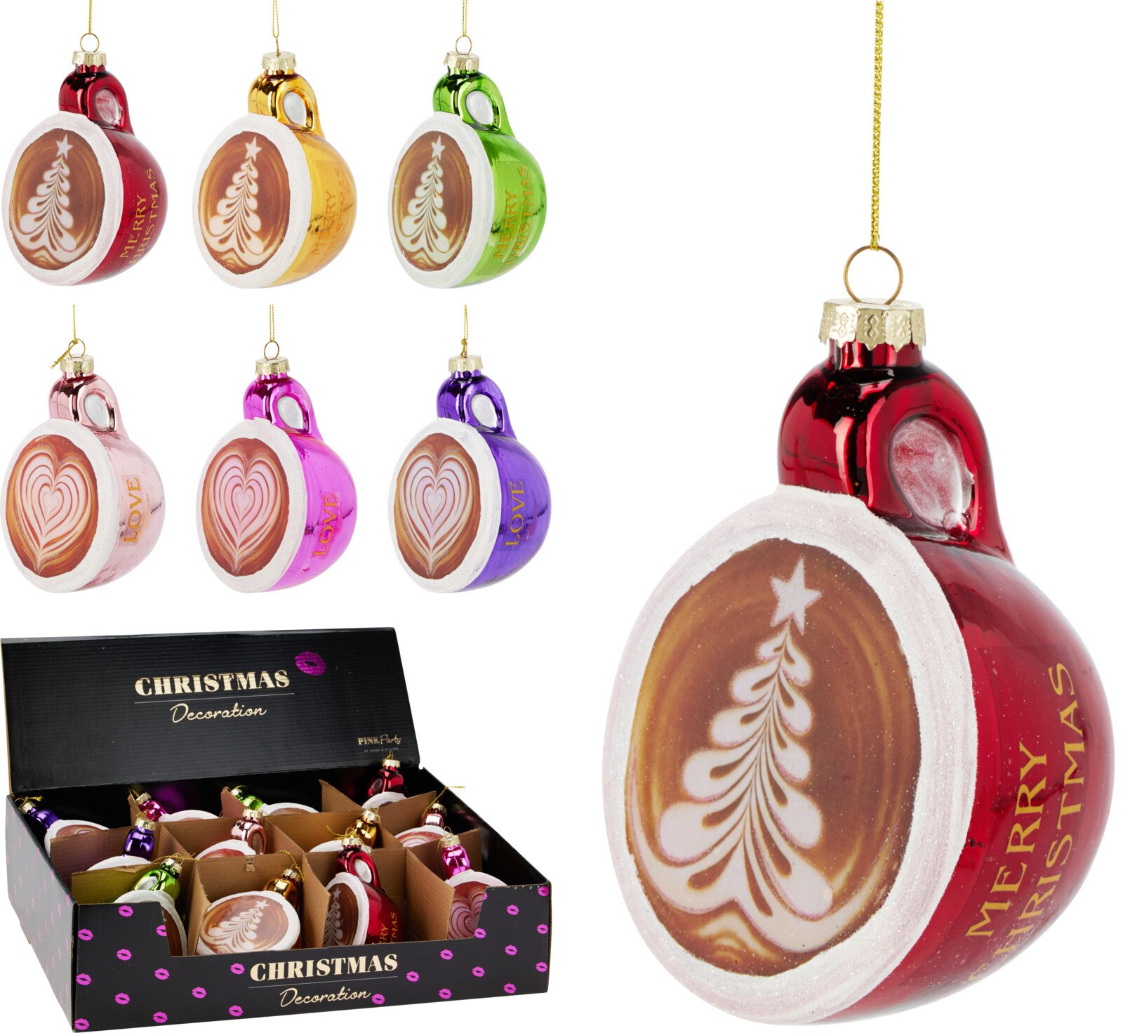 Eglutės žaisliukas Kavos puodelis, stiklas, 2 dizainai, 6 skirtingos sp., 12,7 × 9,5 × 5,5 cm