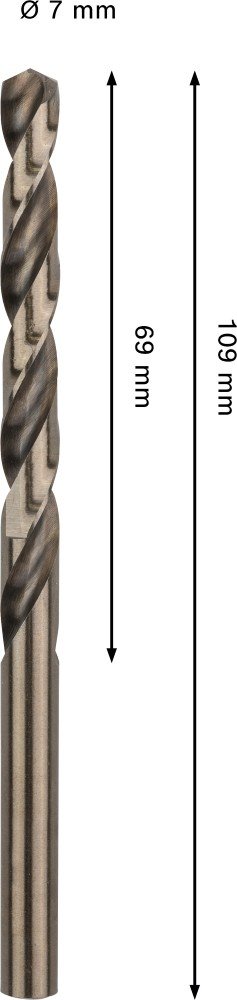Grąžtas metalui BOSCH HSS-Co, DIN 338, 7 × 69 × 109 mm