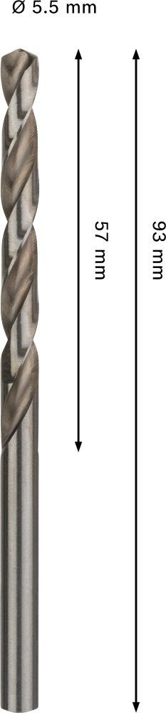 Grąžtas metalui BOSCH HSS-G, DIN 338, 5,5 × 57 × 93 mm