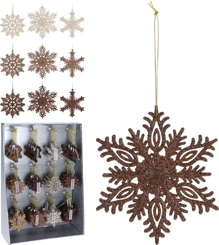 Eglutės žaisliukas Snaigė, 3 skirtingos sp., su blizgučiais, 3 skirtingi dizainai