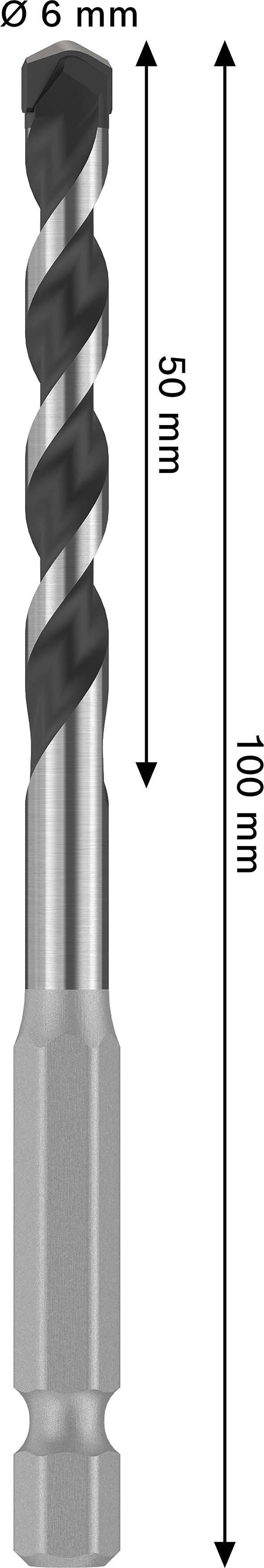 Universalus grąžtas BOSCH PRO, šešiakampiu kotu, 6 x 50 x 100 mm