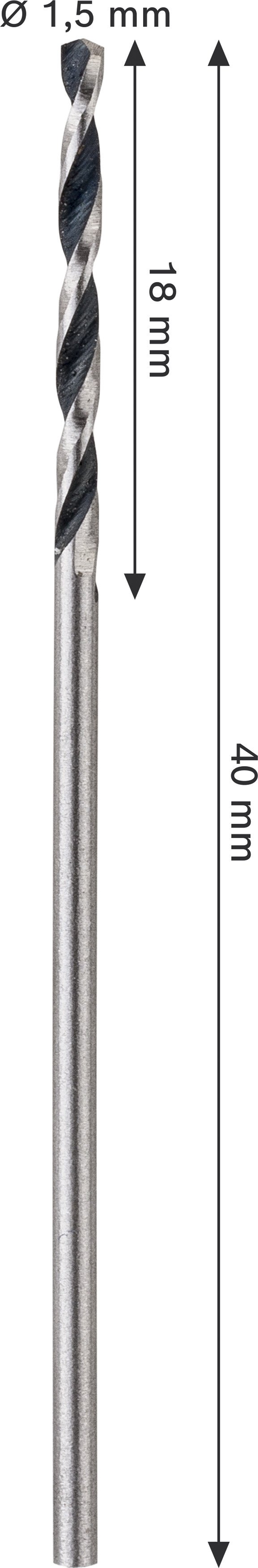 Grąžtas metalui BOSCH HSS (PointTeQ), cilindrinis kotas, 1,5 mm, 2 vnt.