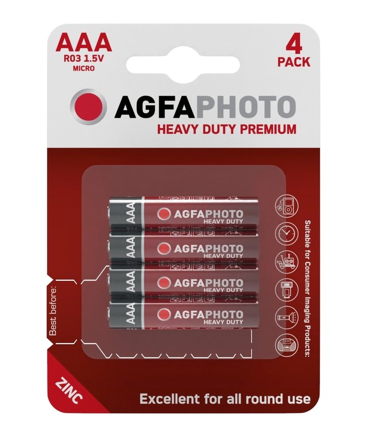 Maitinimo elementai AGFAPHOTO Heavy Duty Micro Battery, 4 vnt., AAA, R03