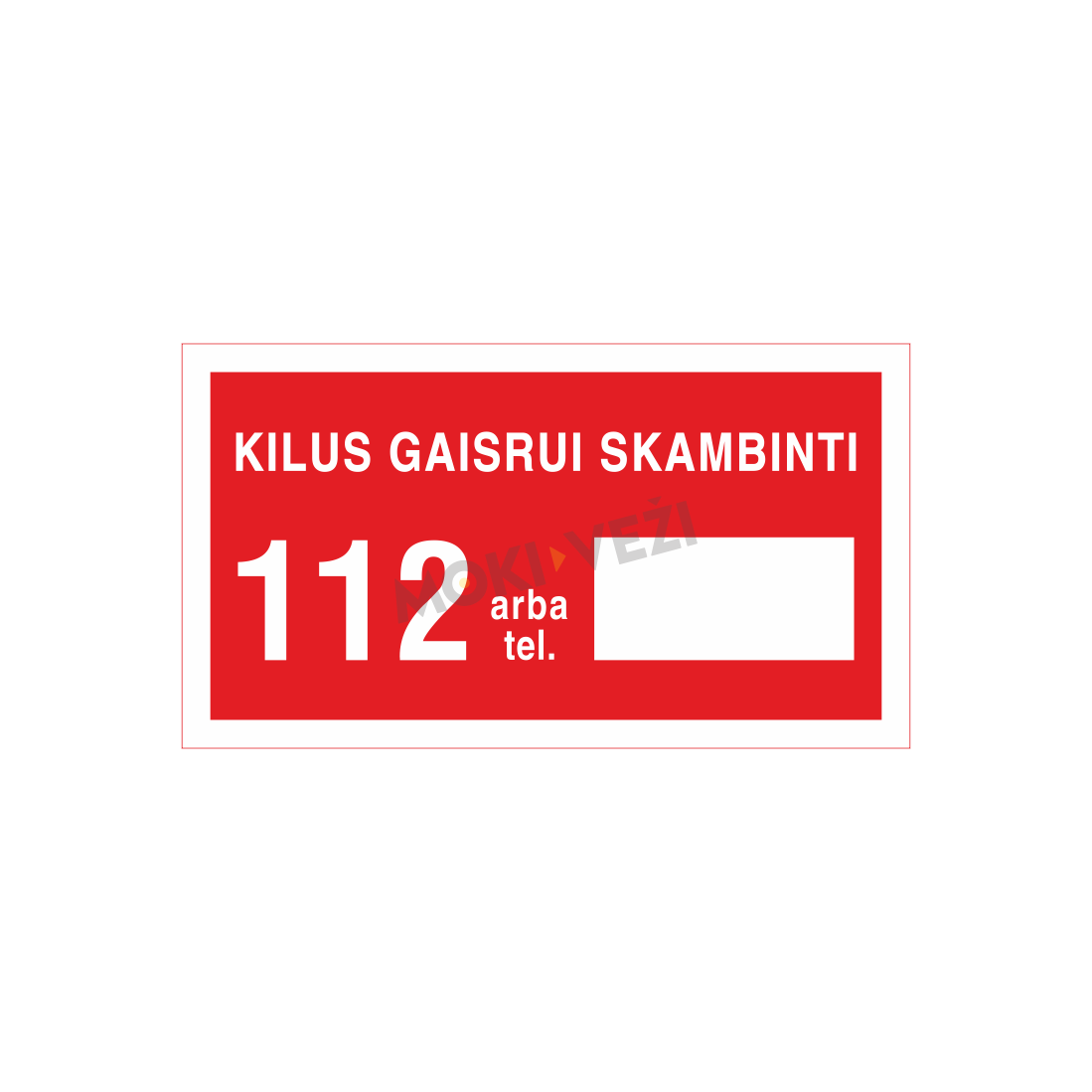 Informacinis ženklas, ugniagiesių iškvietimas, 100 x 180 mm, lipdukas