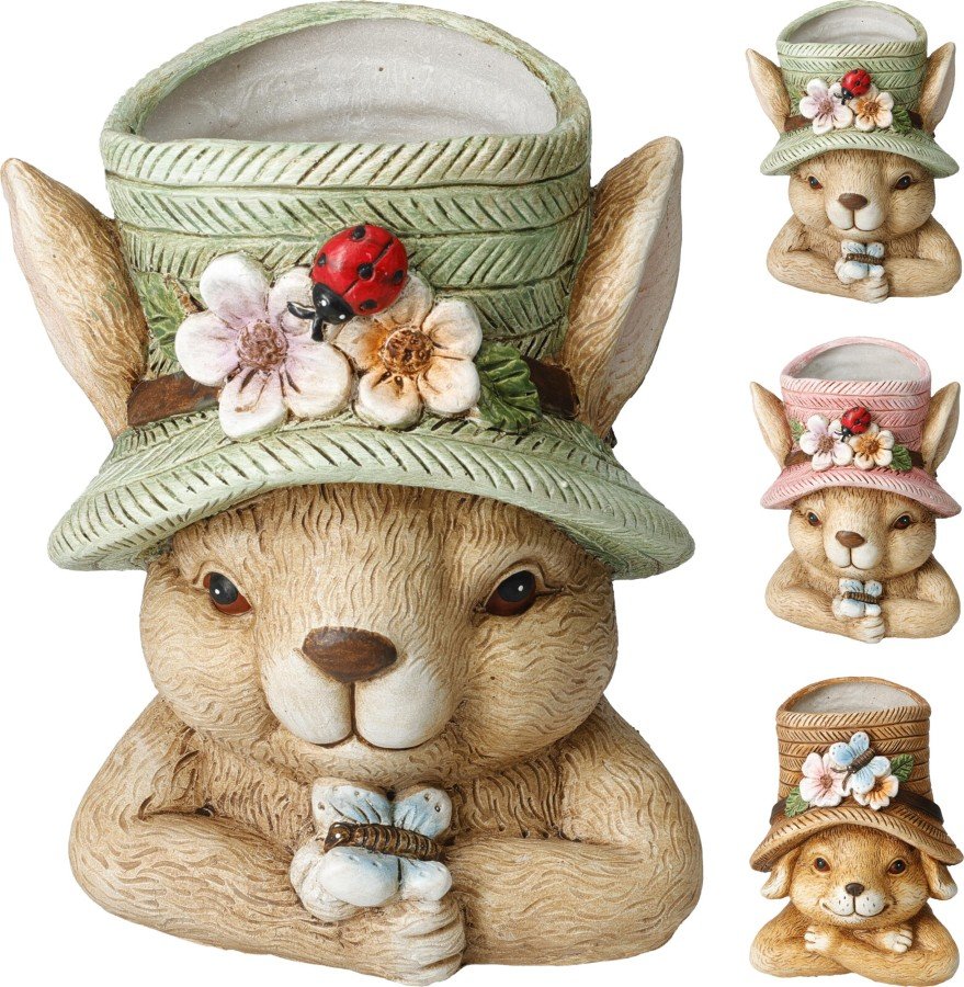 Keraminis lauko vazonas Zuikis, 3 skirtingi dizainai, 14 x 13 x 19 cm.