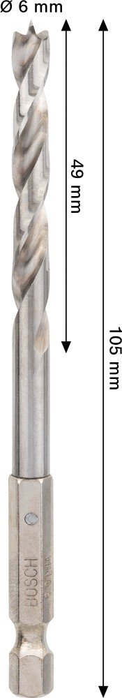 Grąžtas medienai BOSCH PRO, šešiakampiu tvirtinimu, 6 mm x 106 mm