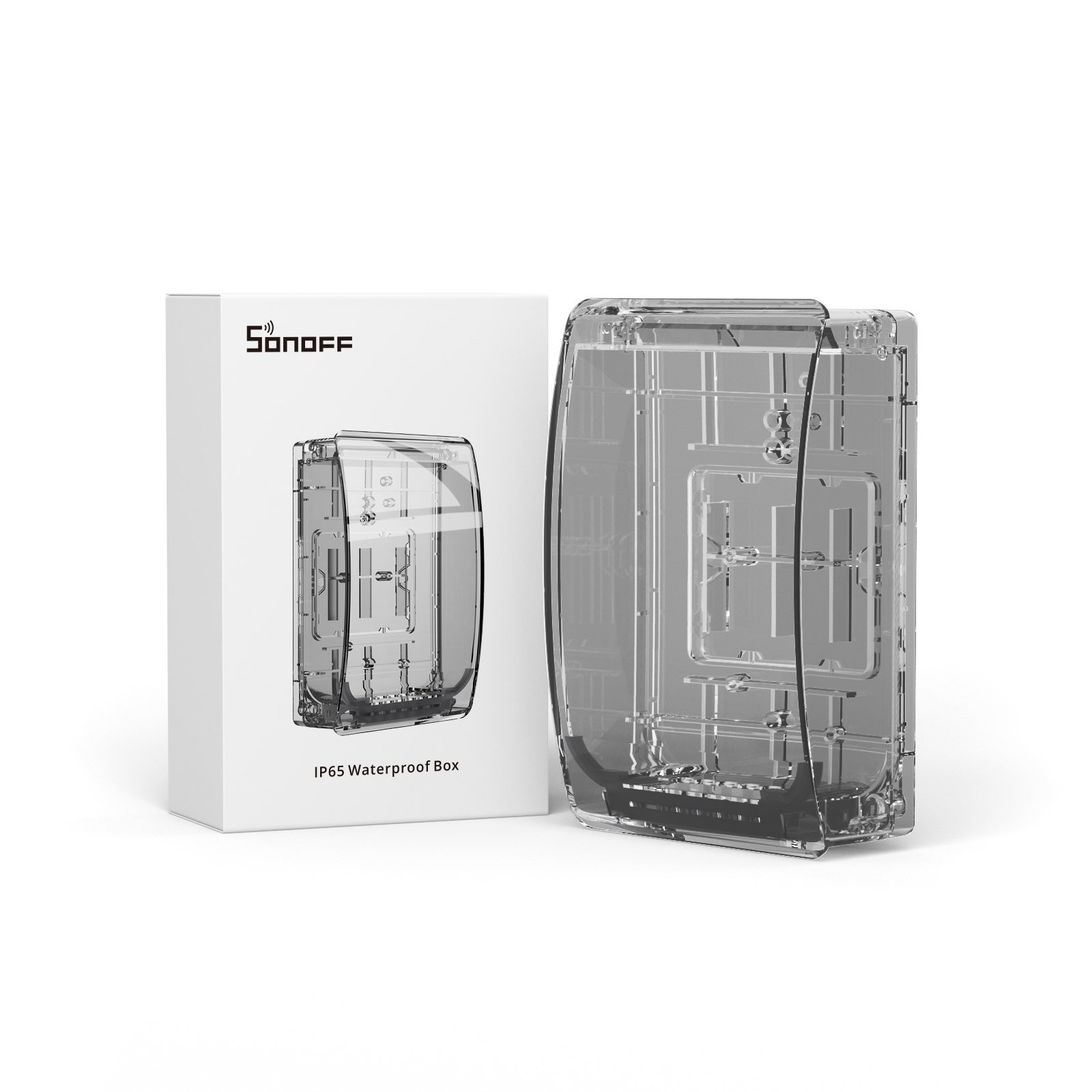 Vandeniui atspari instaliacinė dėžutė SONOFF Box R2, 152,5x100x48 mm., permatomos rudos sp.