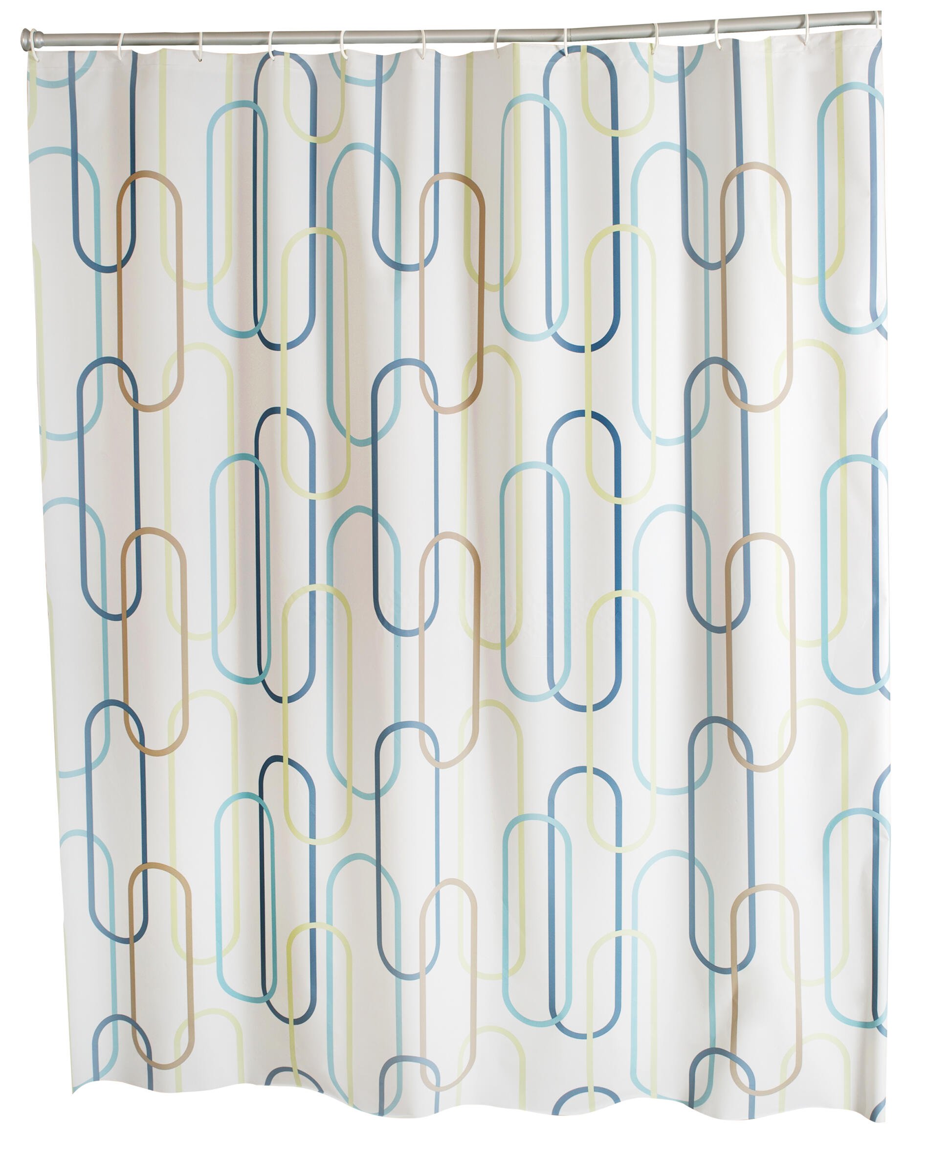 Vonios užuolaida RIDDER CLIP, 180 x 200 cm, įvairiaspalvė, vinilinė, 100% PEVA, 3124300