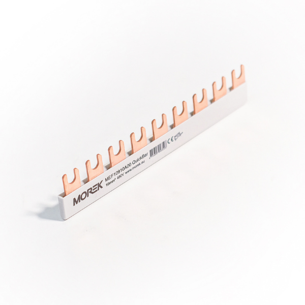 Šyna automatiniams išjungikliams MOREK QuickBar, 1 fazės, 9 modulių, 10mm², E tipas, 17,8mm žingsnis, nepjaustomas srovėlaidis