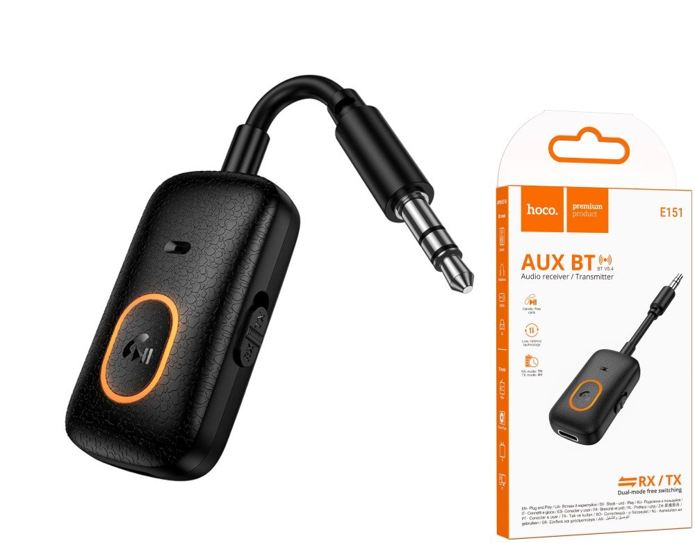 Įkraunamas Bluetooth garso imtuvas/siųstuvas HOCO 151, su 3.5mm jungtimi, integruotas mikrofonas, veikimo laikas iki 7 val.