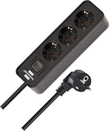 Ilgiklis BRENNENSTUHL Ecolor Extension, su jungikliu, su įž., 3 lizdai, 1,5 m, 3x1,5, juodos sp.