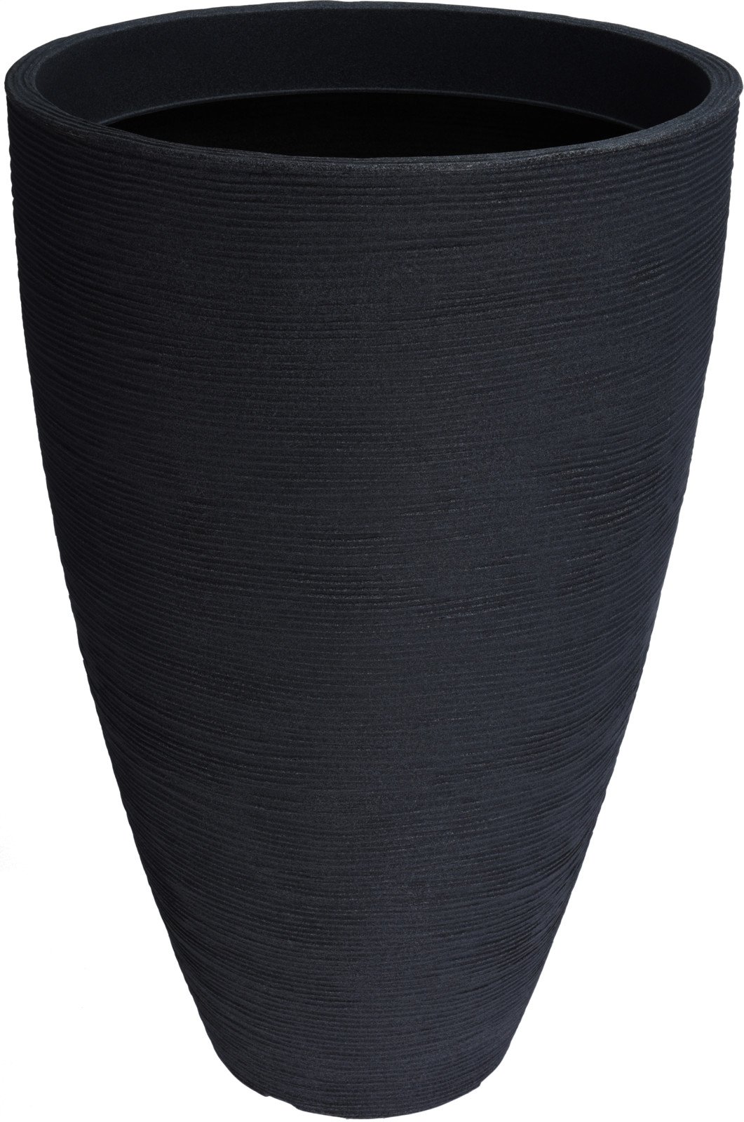 Plastikinis lauko vazonas, ovalus, antracito sp., skersmuo 45 cm., aukštis 69 cm