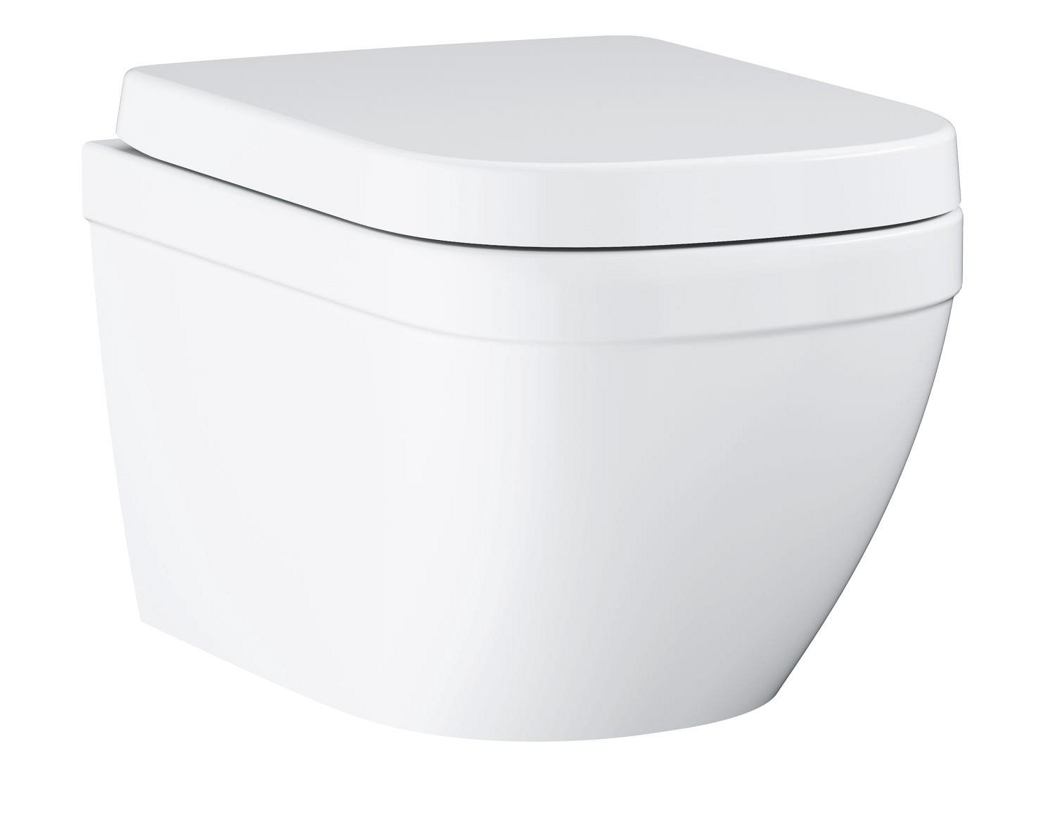 Klozetas GROHE EURO CERAMIC, pakabinamas, be nuplovimo lanko, su Triple Vortex nuleidimu, lėtai nusileidžiantis dangtis, baltas, 39554000