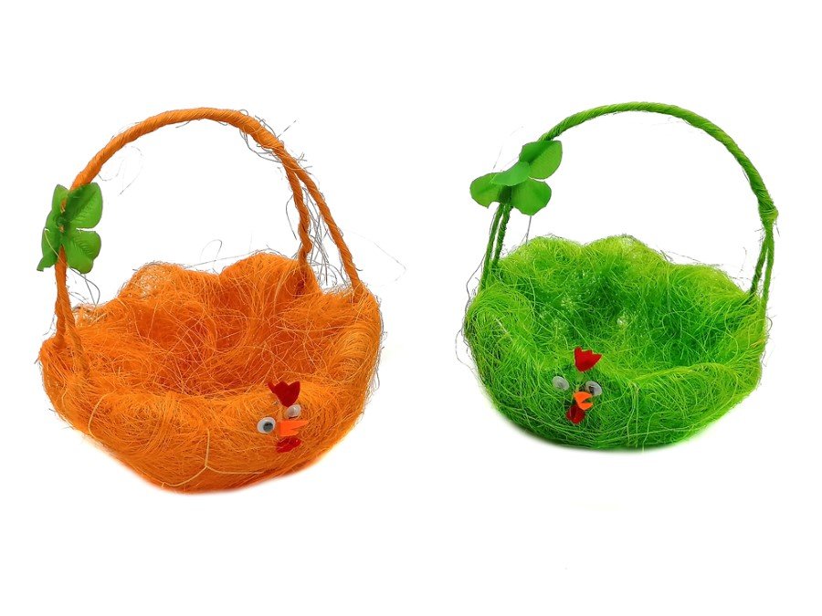Velykų dekoracija dekoratyvinis krepšelis SIZAL, aukštis 19 cm, plotis 16 cm