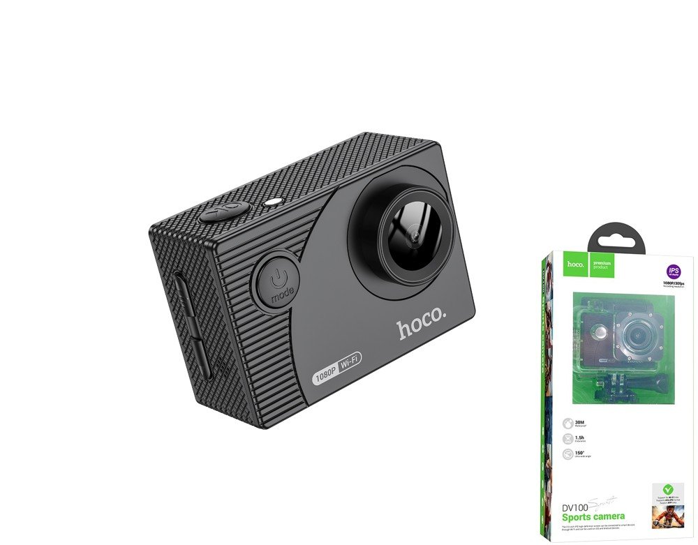 Sporto kamera HOCO DV100, 1080p, palaiko MicroSD iki 64 GB, 30m vandeniui atsparus korpusas