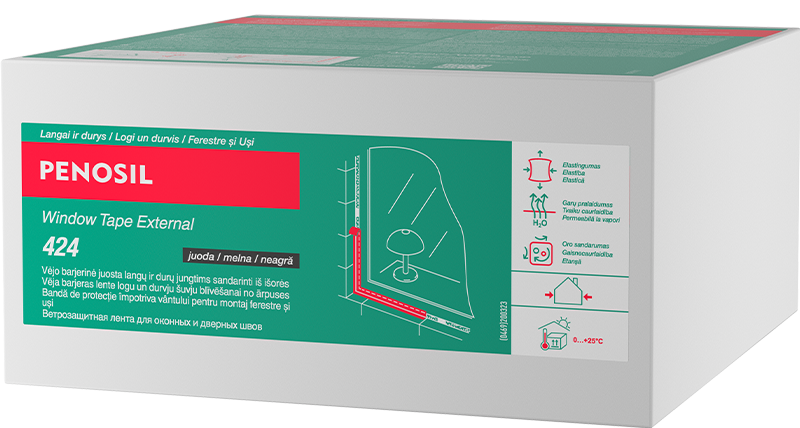 Išorinė langų sandarinimo juosta PENOSIL Window Tape External 424, juoda, plotis 150 mm, 25 m DIY