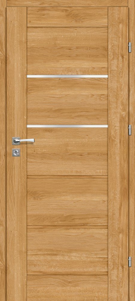 Laminuotos vidaus durys su užlaida VOSTER, Vinci 30, dešininės, spalva Caramel oak, 2030x744x40 mm