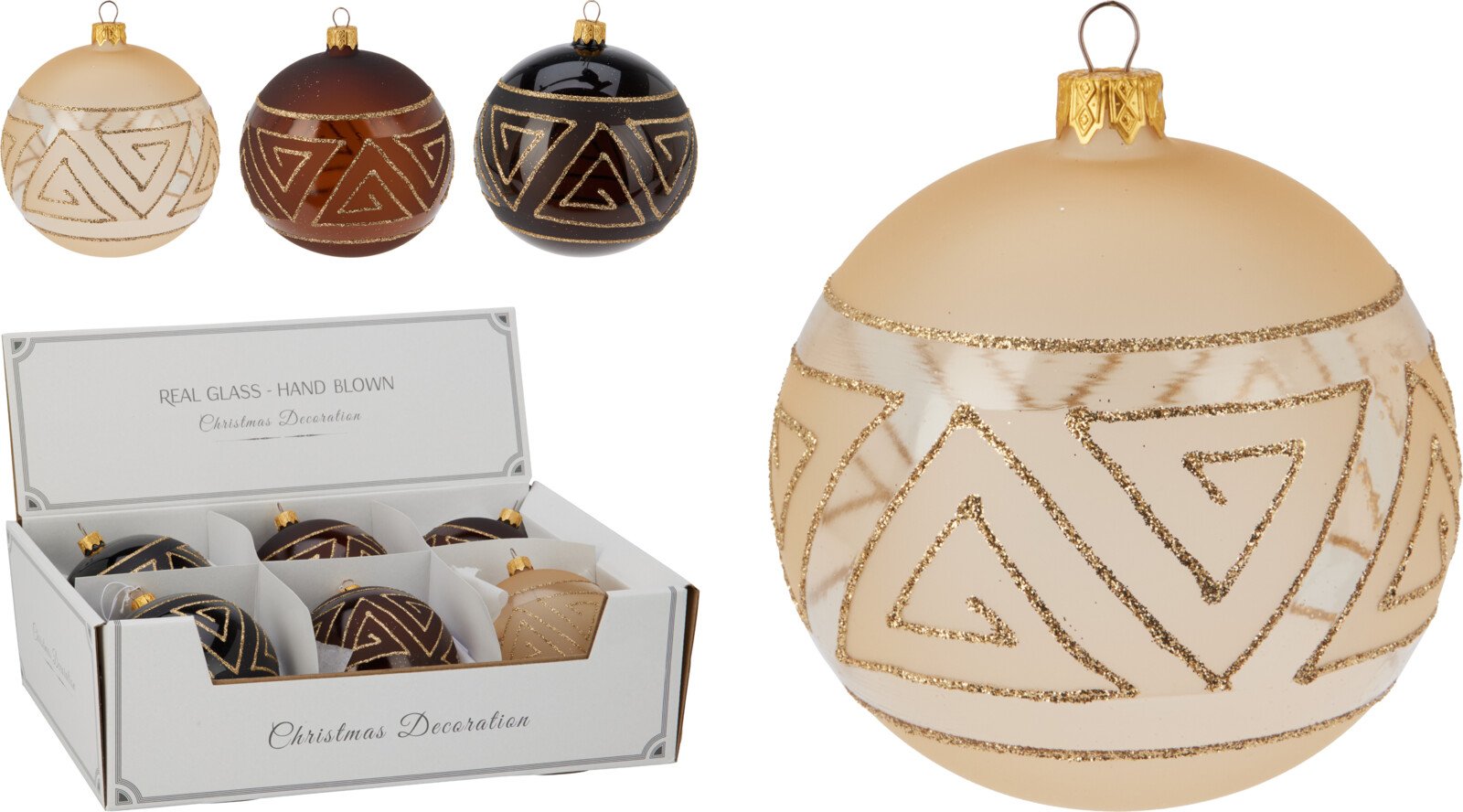 Eglutės žaisliukas, stiklas, 3 skirtingos sp., skersmuo 10 cm