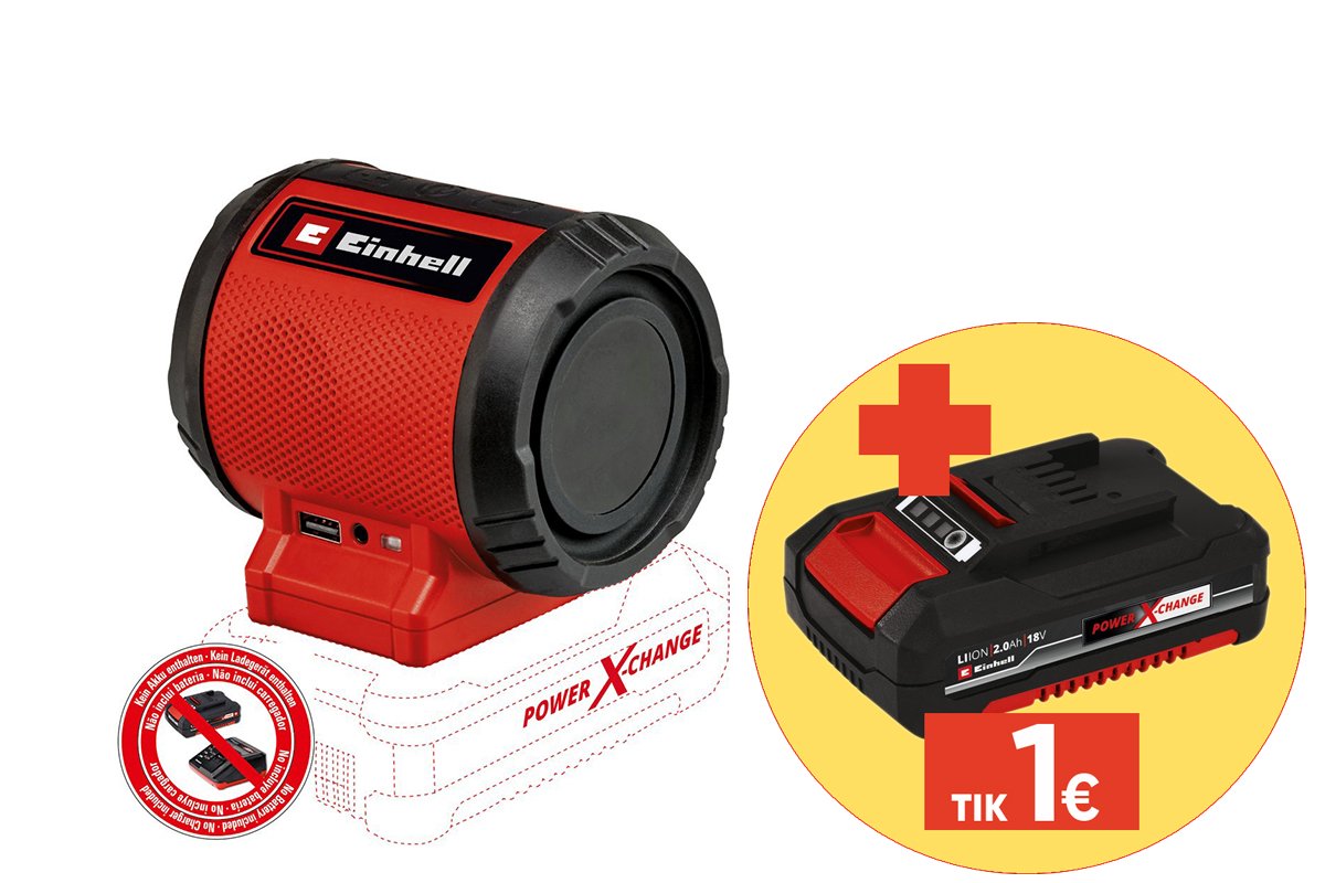 Akumuliatorinis grotuvas EINHELL TC-SR 18 Li BT Solo, be akumuliatoriaus ir kroviklio