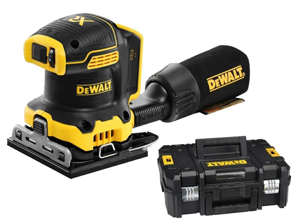 Akumuliatorinis vibracinis šlifuoklis DEWALT DCW200NT-XJ, 140x115 18 V, be akumuliatorių ir kroviklio, dėžėje