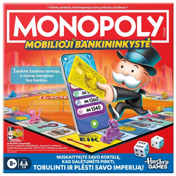 Stalo žaidimas MONOPOLY, mobilioji bankininkystė, lietuvių kalba