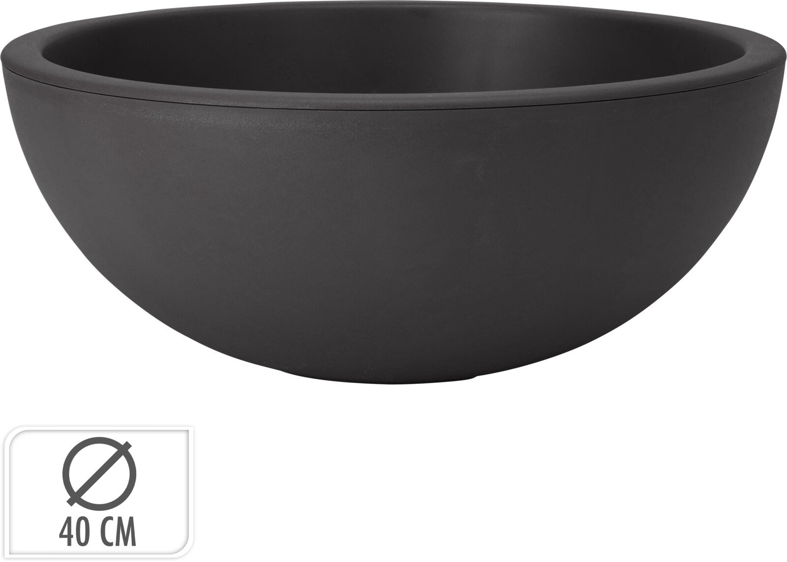 Plastikinis lauko vazonas, ovalus, antracito sp., 40 x 16 cm