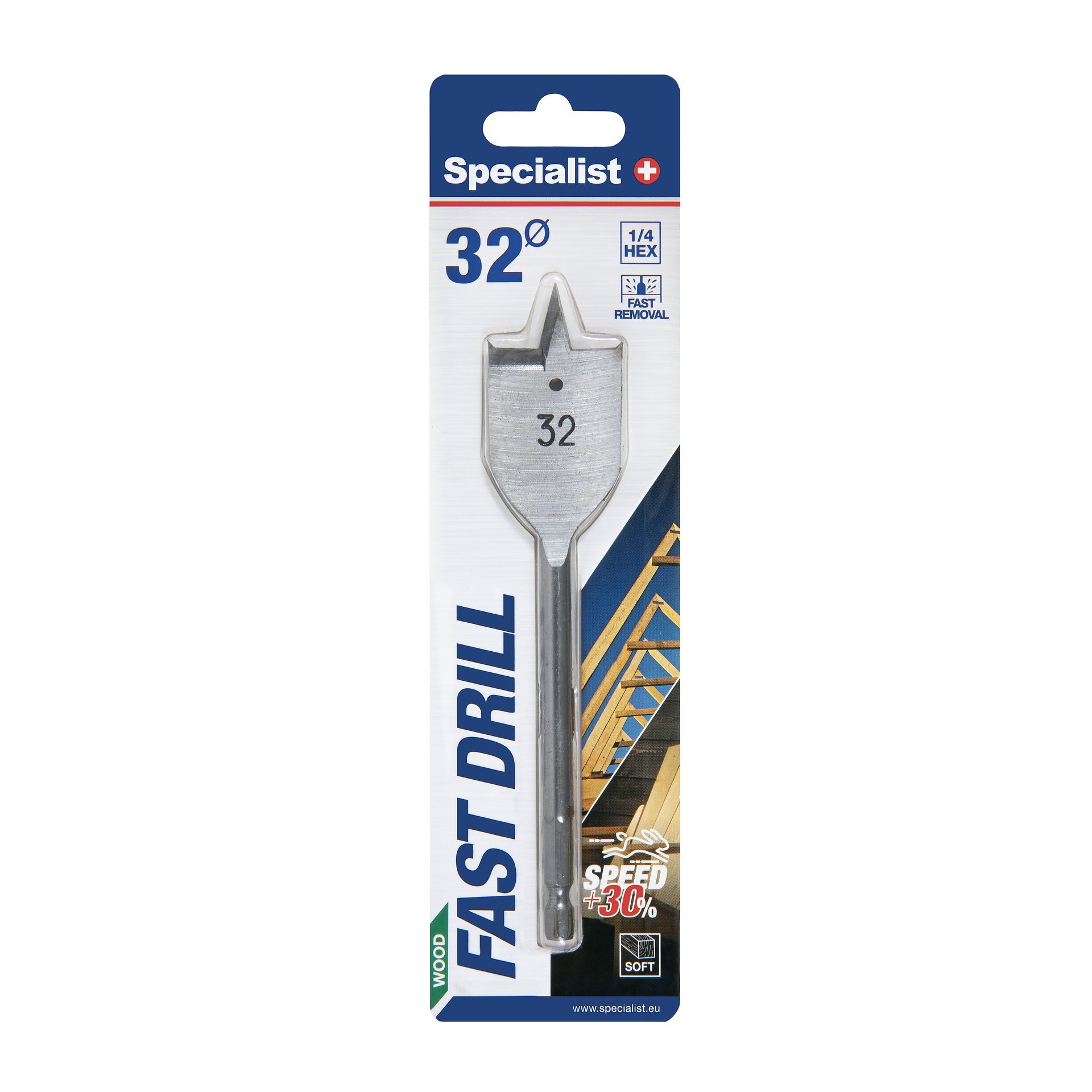 Plunksninis grąžtas medžiui SPECIALIST+, 32 mm