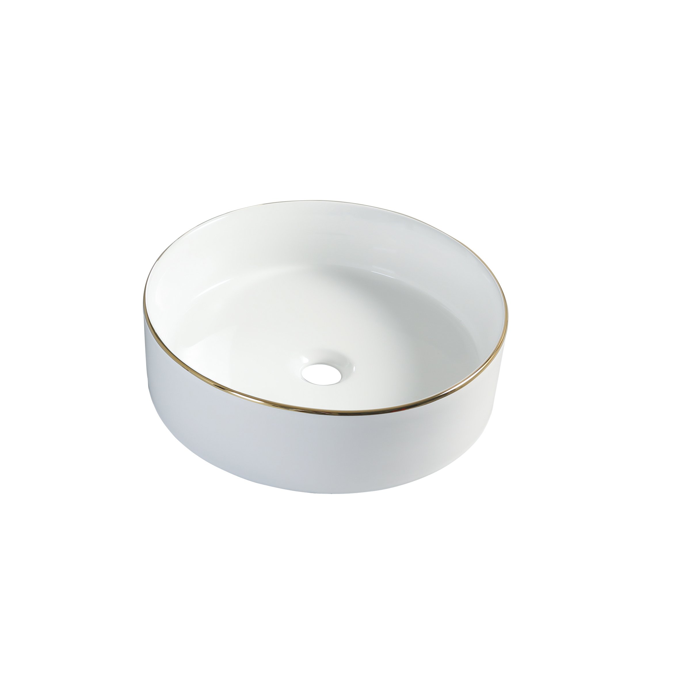 Praustuvas SEPIO Ronda 23B, 400 x 400 x 120 mm, pastatomas, keramika, baltas/auksinė juosta