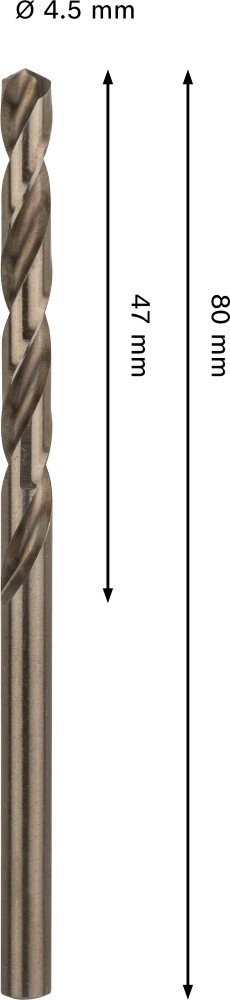 Grąžtas metalui BOSCH HSS-Co, DIN 338, 4,5 × 47 × 80 mm