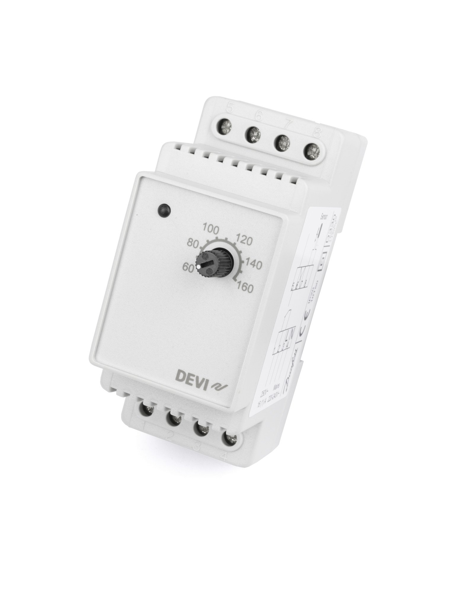 Termostatas DEVIreg™ 330, +60...+160 °C, laidinis temp. jutiklis, 16 A, DIN, 140f1073