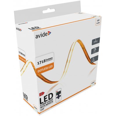 Šviesos diodų juosta AVIDE LED Strip Blister, 33W, RF 24V COB NW, IP20, 5m, 1718 Lm