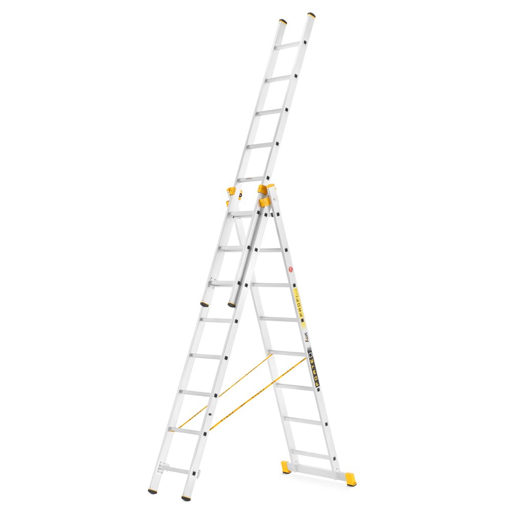 Kopėčios ITOSS FORTE, aliuminės, universalios, dvipusės, ištraukiamos, 3 dalių, 3 x 8 pakopų, 242-525 cm