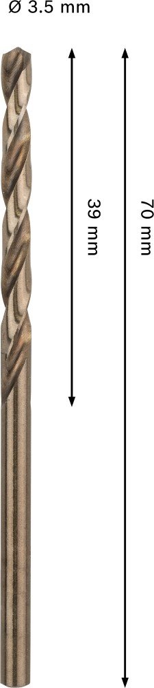 Grąžtas metalui BOSCH HSS-Co, DIN 338, 3,5 × 39 × 70 mm
