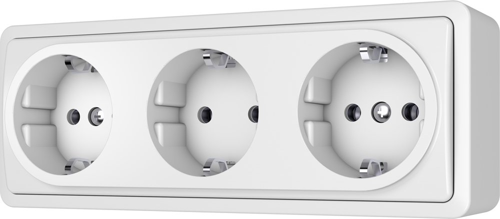  Kištukinis lizdas VILMA SL+250, 3 vietų, paviršinis, su įž., baltos sp., RP16-031