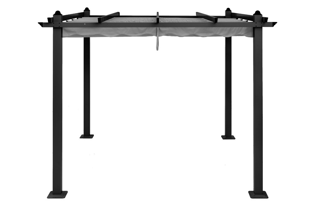 Lauko pavėsinė 4LIVING Perugia, 300 cm x 300 cm x 230 cm, rėmas juodas, stogas pilkas poliesteris