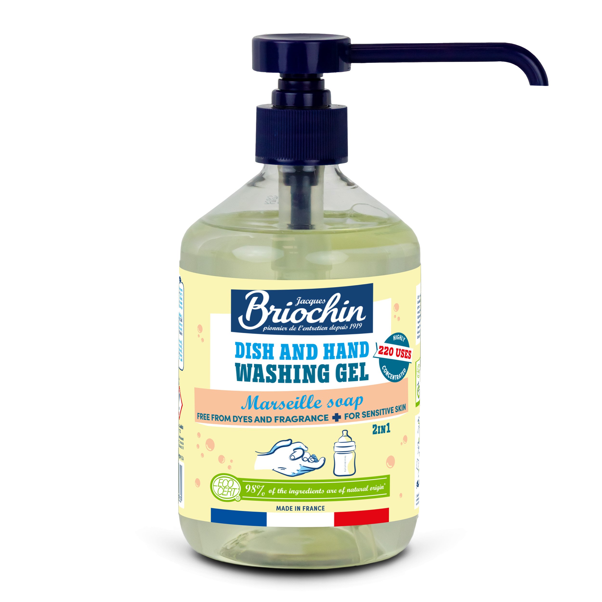 Indų plovimo ir rankų plovimo gelis BRIOCHIN, marselio muilas, 500 ml, 66913