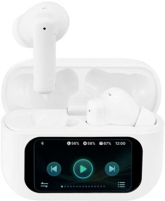 Įkraunamos belaidės ausinės STREETZ T600 TWS, su LCD ekranu, ANC ir ENC, juodos sp.