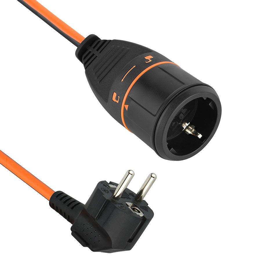 Ilgiklis oranžinis ELECTRALINE Electralock, 1 lizd., 30 m, 3x1.5 mm, su įž., H05VV-F, 01666