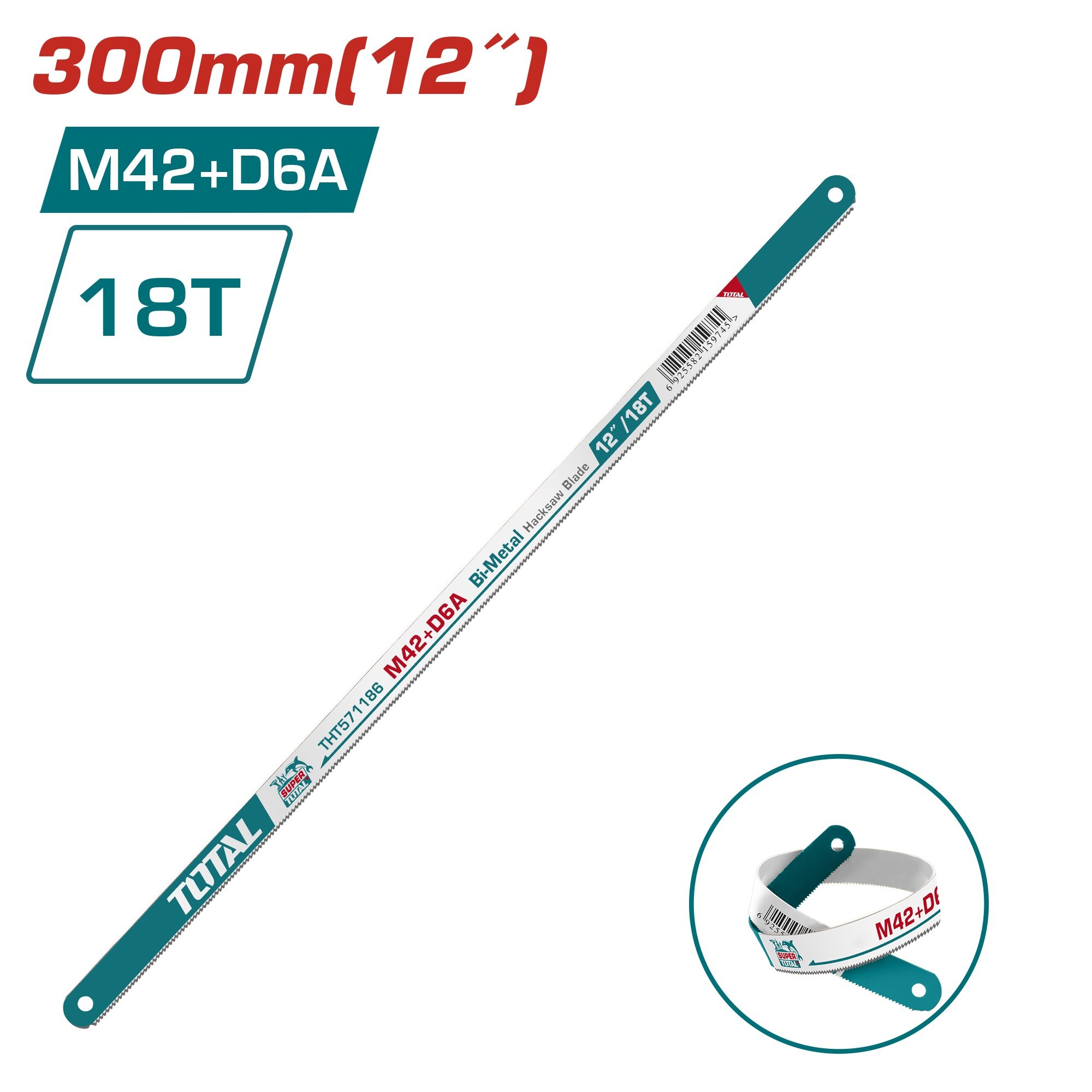 Pjūklo metalui geležtė TOTAL, M42+D6A, 300 mm, 18T, THT571186