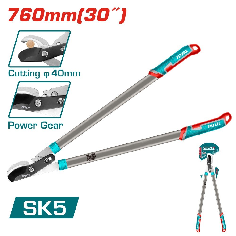 Šakų žirklės TOTAL THT1527608, su didesne kirpimo galia, padengtos teflonu, 760 mm