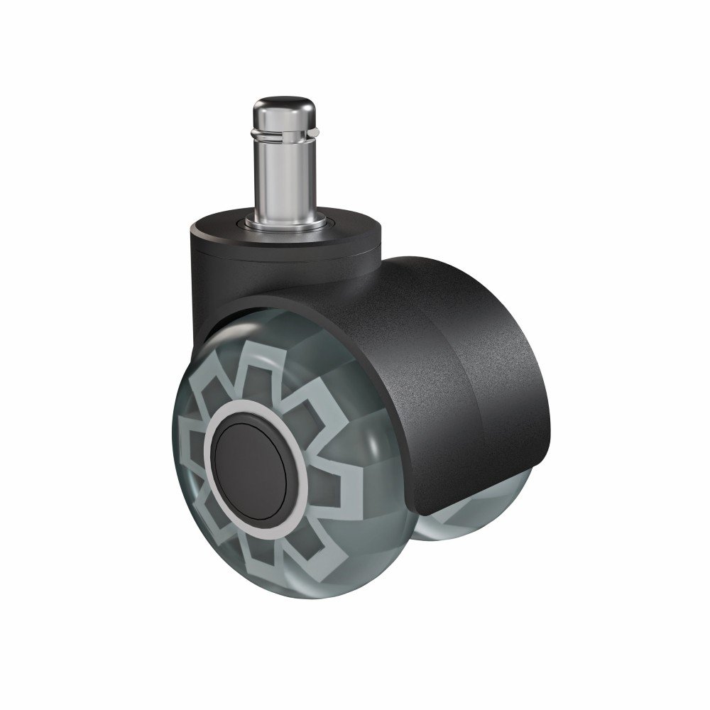 Biuro kėdės ratukai WALTECO, diametras 50 mm, kaištis 11 mm, skaidrūs, apkrova 60 kg, 5 vnt.
