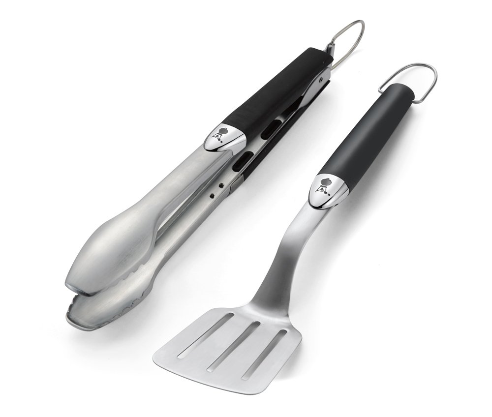 Grilio įrankių rinkinys WEBER, 2vnt, žnyplės, mentelė, nerūdijantis plienas, 35cm