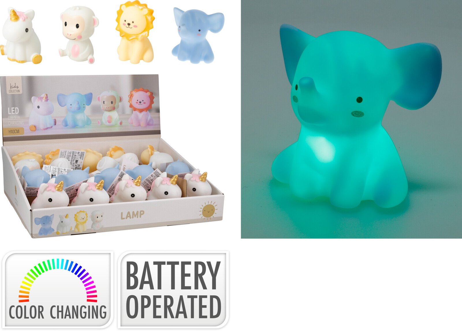 Naktinis šviestuvas KIDS, RGB, 4 skirtingi dizainai