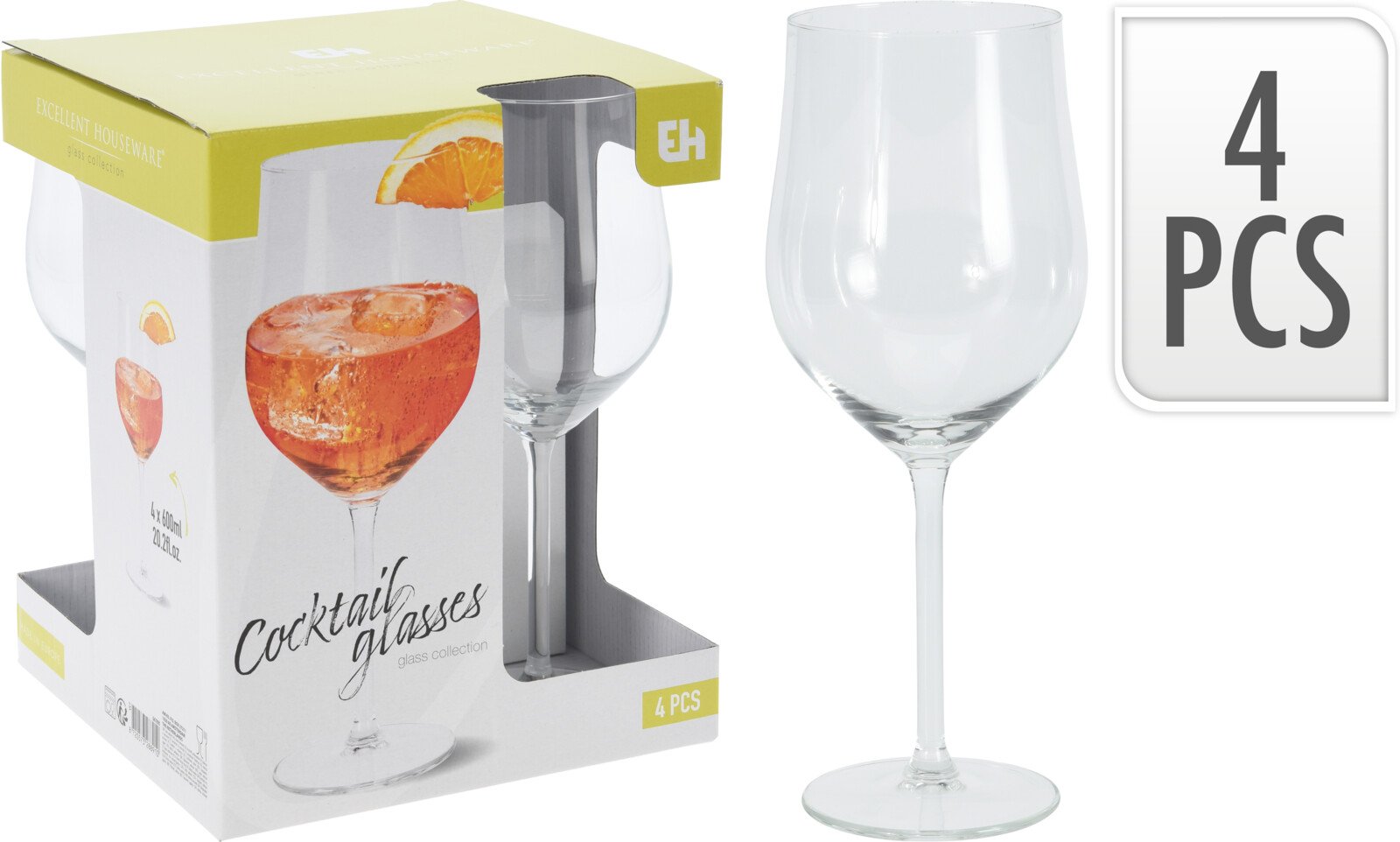 Kokteilių taurės, 600 ml, 4 vnt.