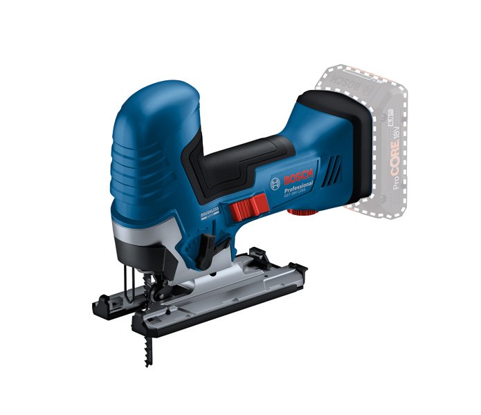 Akumuliatorinis siaurapjūklis BOSCH Professional GST 18V-125 S, Solo, judesių skaičius tuščiąja eiga 500-3500 min-1, be akumuliatoriaus ir kroviklio