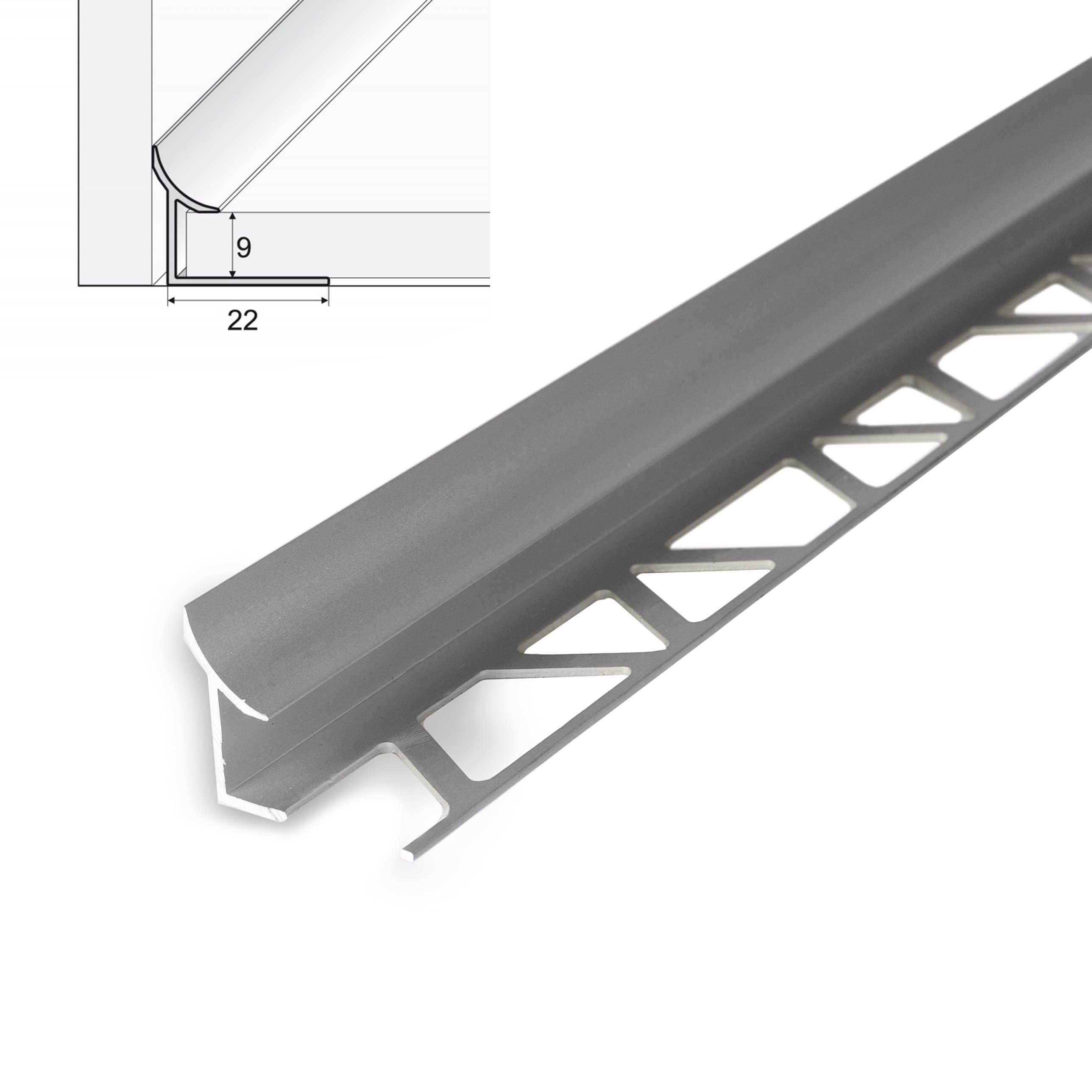 Aliumininė grindų juostelė HESORA H 65 D2, 0.9 x 270 cm, mat. sidabro spalvos, kilmės šalis ES