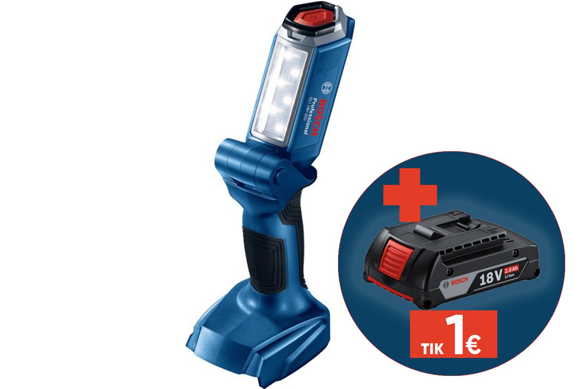 Akumuliatorinis prožektorius BOSCH Professional GLI, 18V-300, SOLO, 18V, 300 lum, /Ah, 06014A1100, be akumuliatoriaus ir kroviklio