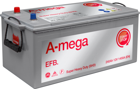 Akumuliatorius A-MEGA EFB SHD, 12 V, 240 Ah, 1400 A, EN