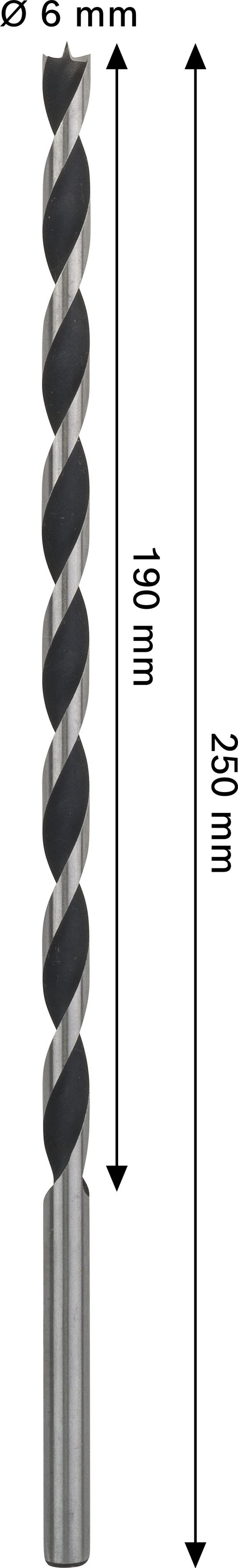 Grąžtas medienai BOSCH, 6 mm x 250 mm